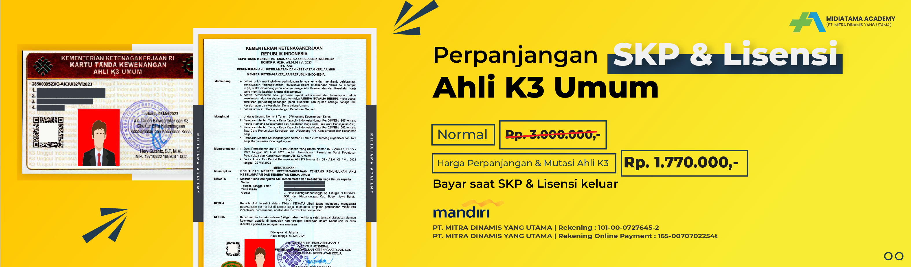 Perpanjangan Lisensi dan SKP AhlI K3 Umum Kemnaker RI